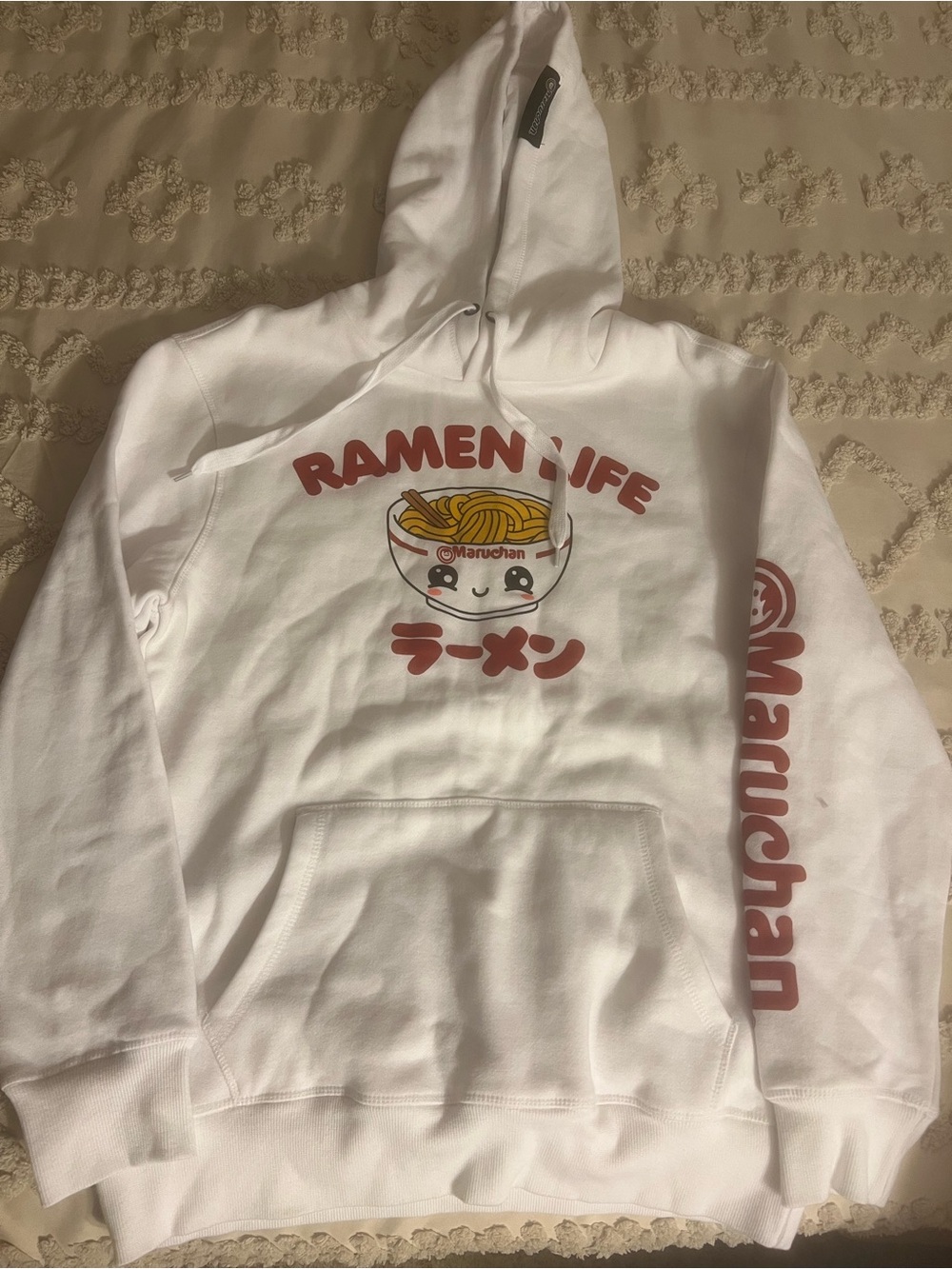Maruchan Ramen Life White Pullover Hoodie NWT Sz Med